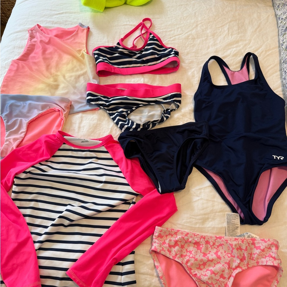 Lot of Girls Swim: Gap, TYR, Lands' End Pink and White Swimsuit